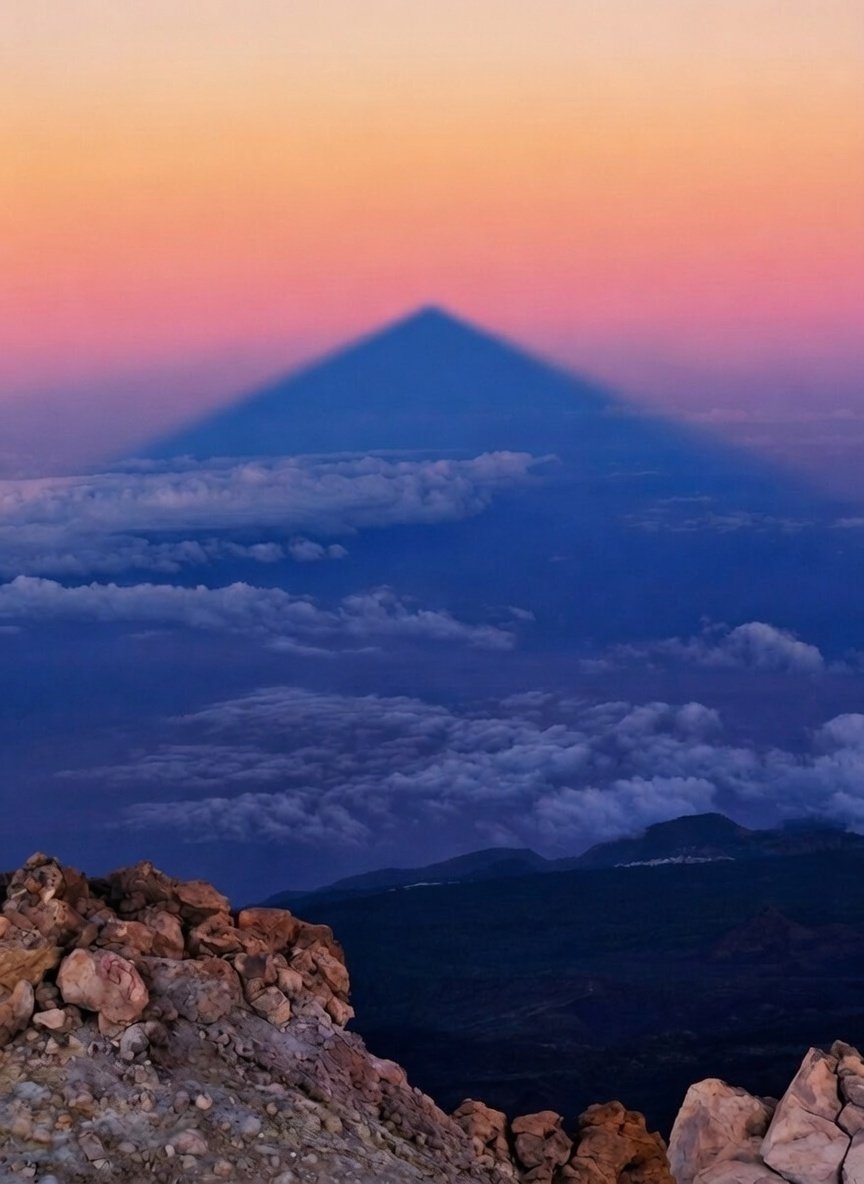 sombra del teide sobre oceano
